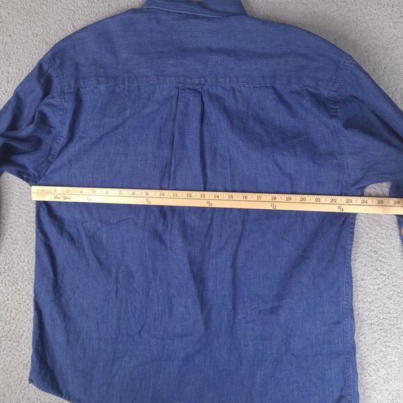 TGI Friday's Shirt‎ Mens XL 16 - 32/33 Blue Chambray Button Down Long Sleeve - Picture 9 of 14